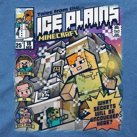 Tricou cu maneca scurta pentru copii, Minecraft Tales from the Ice Plains  - Light Blue