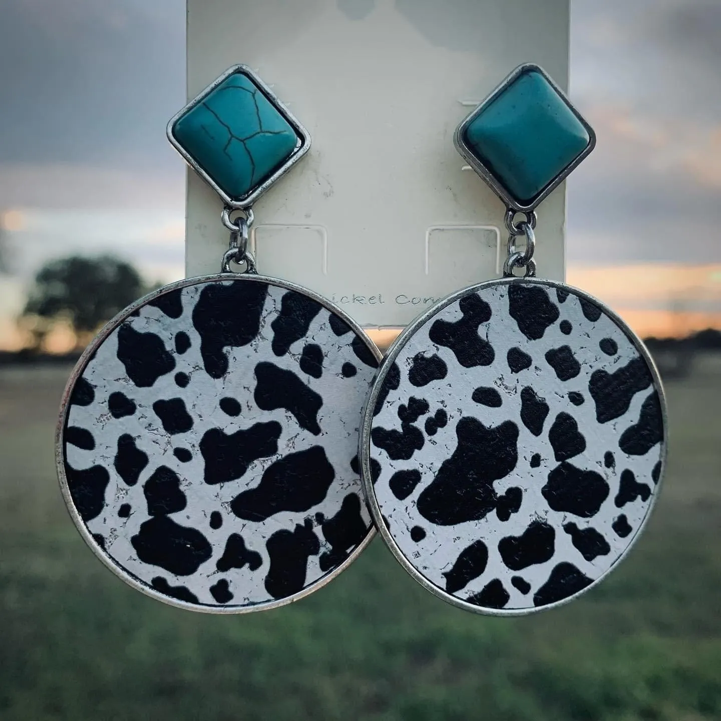 Turquoise cow earrings