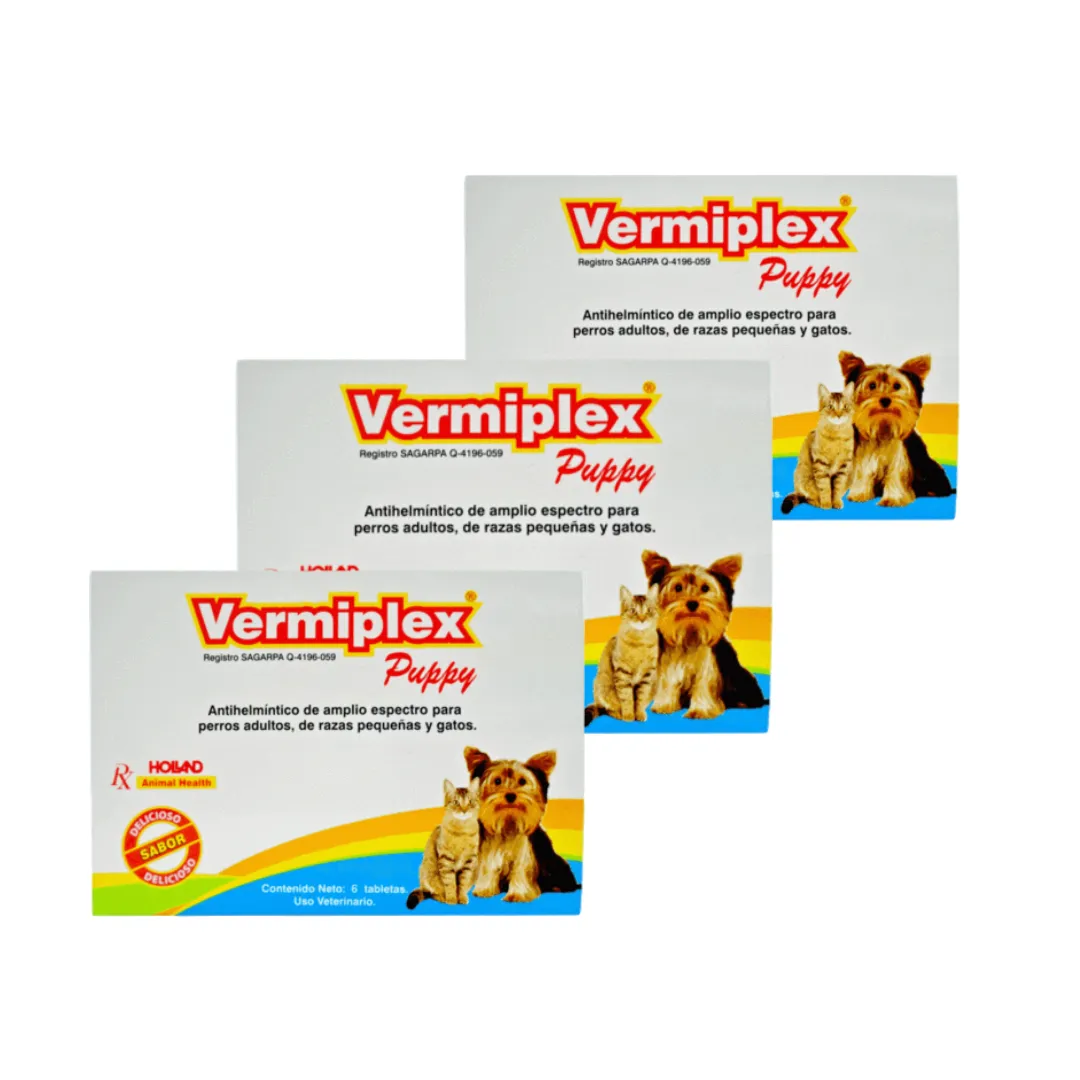 Vermiplex Puppy - Desparasitante Perro y Gato Holland en tabletas